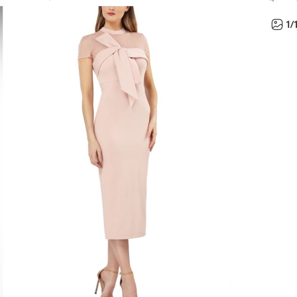 JS Collections, Roselle Midi Dress with Bow Detail